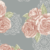 Baumwollstoff, Grandeur Bouquet Grey/Rose, Breite 112cm 