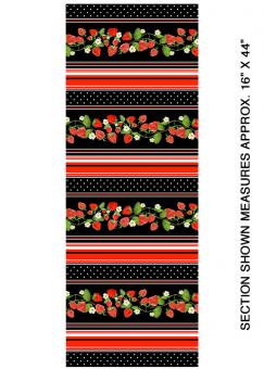 Baumwollstoff Strawberry Stripe Black, Breite 112cm 