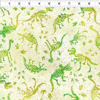 Baumwollstoff Dinosaur Friends Fossils-Green, Breite 112cm 