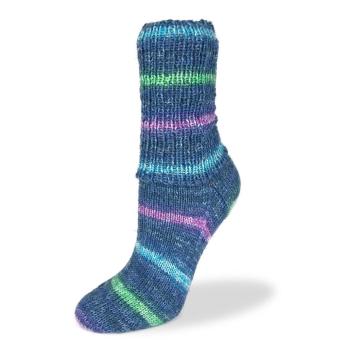 Flotte Socke 4-fach Blue Farbe 1250   hellgrün/türkis/pink 