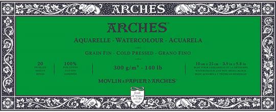 Arches Aquarell Block, Grain Fine 10x25cm,300g/m²,20 Blatt 