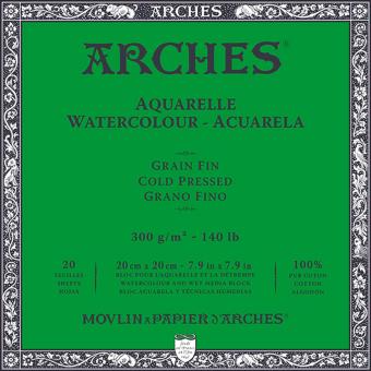Arches Aquarell Block, Grain Fine Schwarz, 20x20cm,300g/m²,20 Blatt 