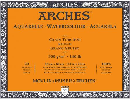 Arches Aquarell Block, Grain Torchon naturweiß,46x61cm, 300 g/m²,20 Blatt 