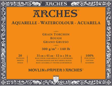 Arches Aquarell Block, Grain Torchon naturweiß,31x41cm, 300g/m², 20 Blatt 