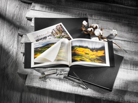 Photo Album Cover Set, Linen, Buckram Light-Black,Querformat A4 