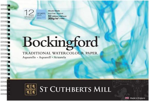 Bockingford Aquarell Block, 300g/m² 290,7x420mm,12 Blätter,Spiralförmig 