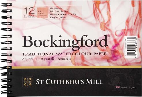 Bockingford Aquarell Block, HP White 300g/m², 180x130mm, 12 Bl.spiralför. 