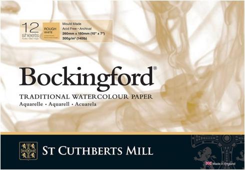 Bockingford Aquarell Block, Rough White, 300g/m²,260x180mm, 12 Blätter 