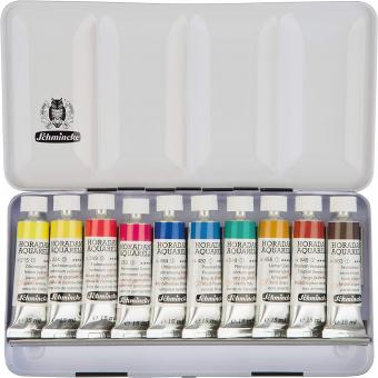 Horadam Aquarellfarben Metallkasten, 10 Tuben a) 15 ml 