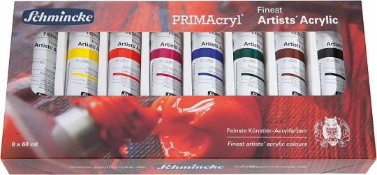 Schmincke -PRIMAcryl feinste Premium Acrylfarben, Grundsortiment 8x60ml 