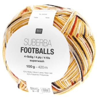 Sockenwolle Footballs, 4 fädig, 100g Gelb, Schwarz, Rot 