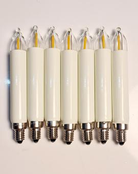Normalschaftkerze Filament-LED 14-55V / E10   warmweiß  7er Set 