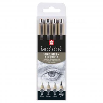 Pigma Micron Fineliner-Set, Kaltgrau 4 Größen 