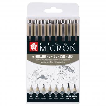 Pigma Micron Fineliner-Set,Kaltgrau Hell & Kaltgrau, 8 Stifte 