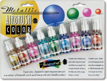 Jacquard Airbrush Metallic Exciter Set, 9 Farben 