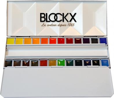 Blockx Aquarellkasten aus Metall 24 halbe Näpfchen 