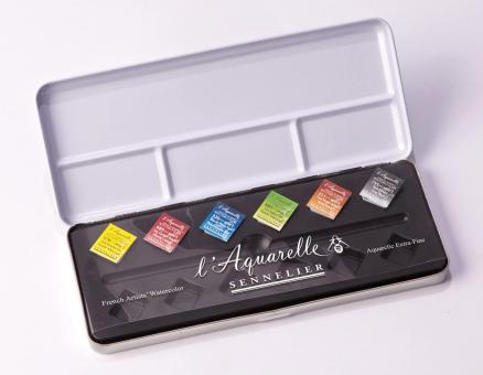 Sennelier Aquarell Einsteigerset mit 6 1/2 Näpfchen + 6 leere Abteile 