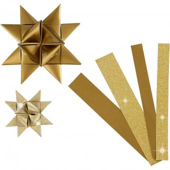Papierstreifen für Fröbelsterne.Gold für 12 Sterne  Glitterlack Streifen 