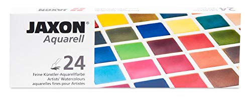 JAXON Aquarellkasten 24 1/2 Näpfe im Metallkasten 