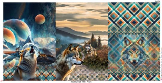 Baumwolljersey Pack of Wolves  Panel 75x150cm 