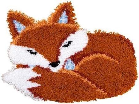 Knüpfteppich Set Schlafender Fuchs 55x46cm 
