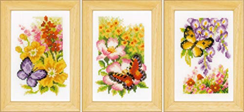 Zählmusterpackung Blumen und Schmetterlinge, 8x12cm, 3 Stück 