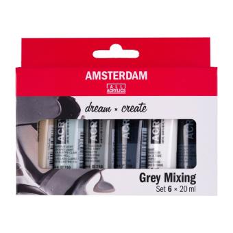 Amsterdam Standard Series Acrylfarbe Set, Grey Mixing, 6x20ml 