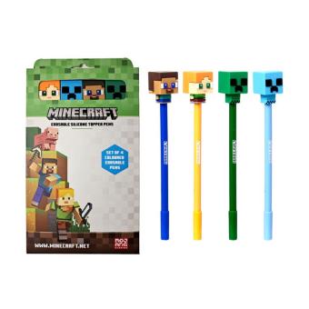 Minecraft, Fineliner, Kugelschreiber, Schreibset, Kinder, Schule, Kreativ, Silikon-Topper, Black Tit 