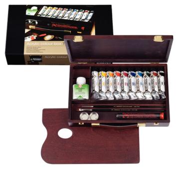 Rembrandt Malkoffer Acryl m. Zubehör Holzkasten Traditional 10x 40 ml m. 