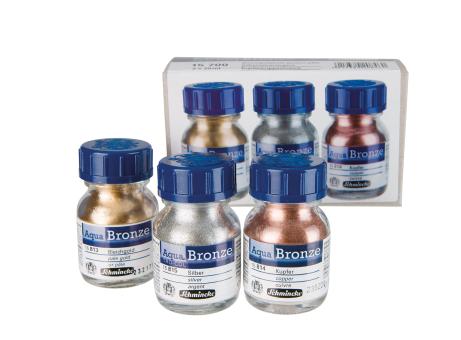 Schmincke Künstler Aqua-Bronze Set Bleichgold,Silber,Kupfer,  3x20ml 