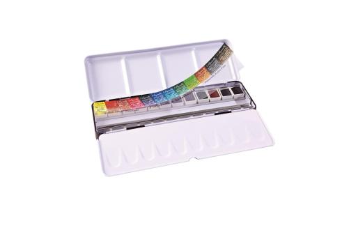 Sennelier XF Aquarell Set 12 1/2 Näpfchen, kräftige Farben 