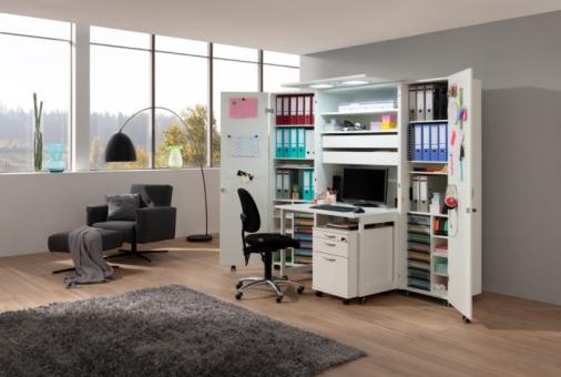 CUBO work LED 3,24x2,16x1,05m (BHT) Bastelschrank & Arbeitsschrank, weiß 