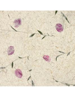 Maulbeer-/Reispapier mit Blumen Bougainville, ca. 160g, 80x55cm 