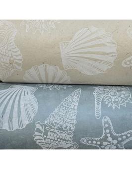 Lokta-Papier mit Muschelprint elfenbein/weiss, ca. 90g, 76x51cm 