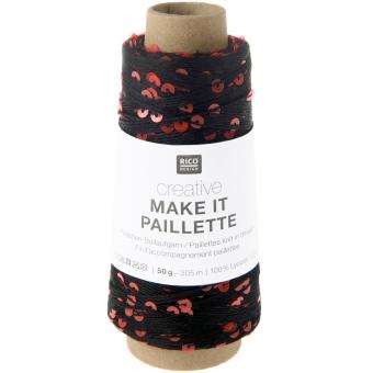 Creative Make It Paillette 50g 305m Beilaufgarn Schwarz Neon Fb.007 