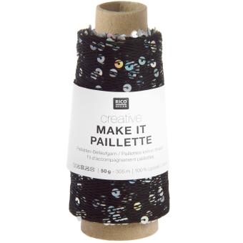 Creative Make It Paillette 50g 305m Beilaufgarn Schwarz Silber Fb.012 