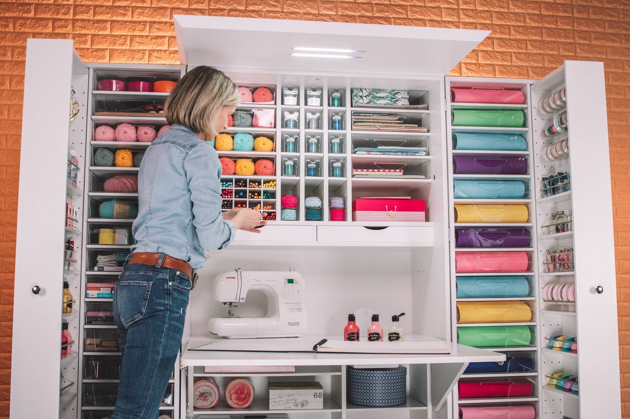 Bastel-Organizer Mit Vinylhaltern - Aufbewahrungsschrank Für Cricut & Bastelzubehör